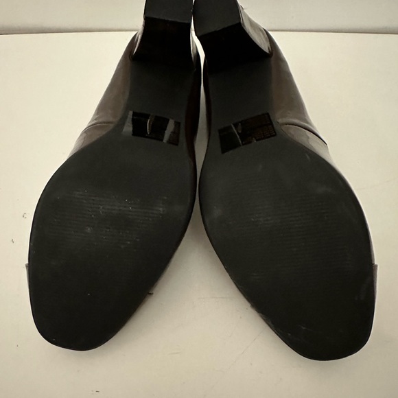 Joe Fresh size 10 ladies pleather patent two tone brown heels - Picture 4 of 6